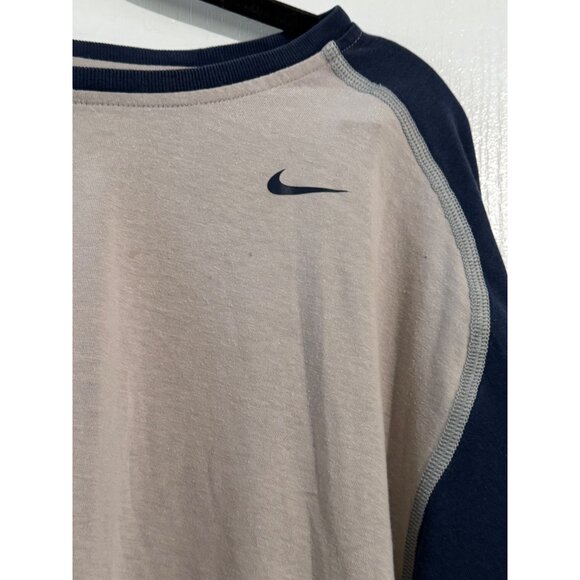 Nike MLB Team Long Sleeve Raglan Shirt Beige & Navy XL Cotton/Polyester - Picture 4 of 7